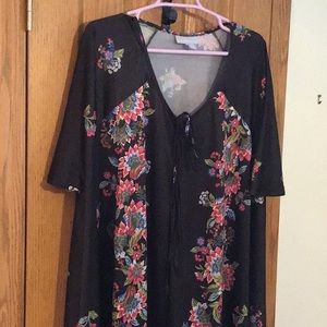 Only Necessities Black Flowered Long Lounger 22-24